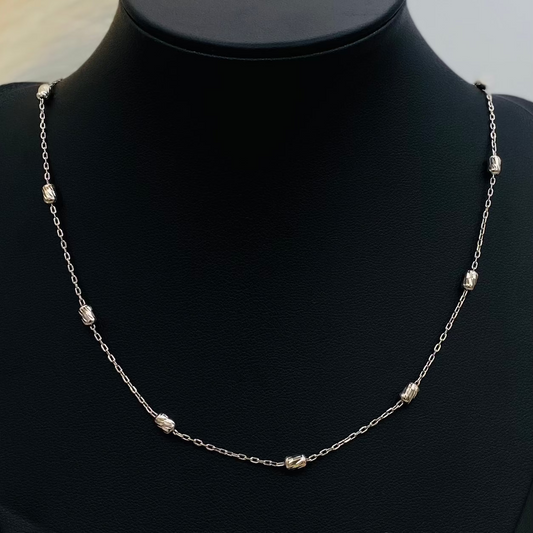 Women Cylindrical Beaded Silver chain WCS04