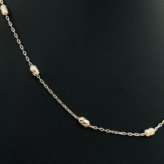 Women Cylindrical Beaded Silver chain WCS04