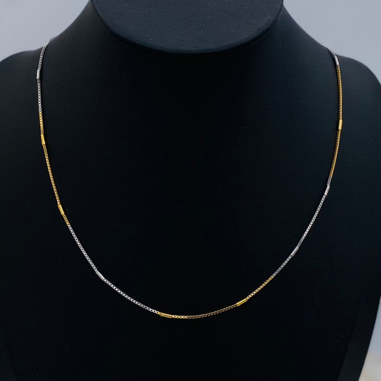 Womens Cylinder Silver Chain with Gold Polish WCG05