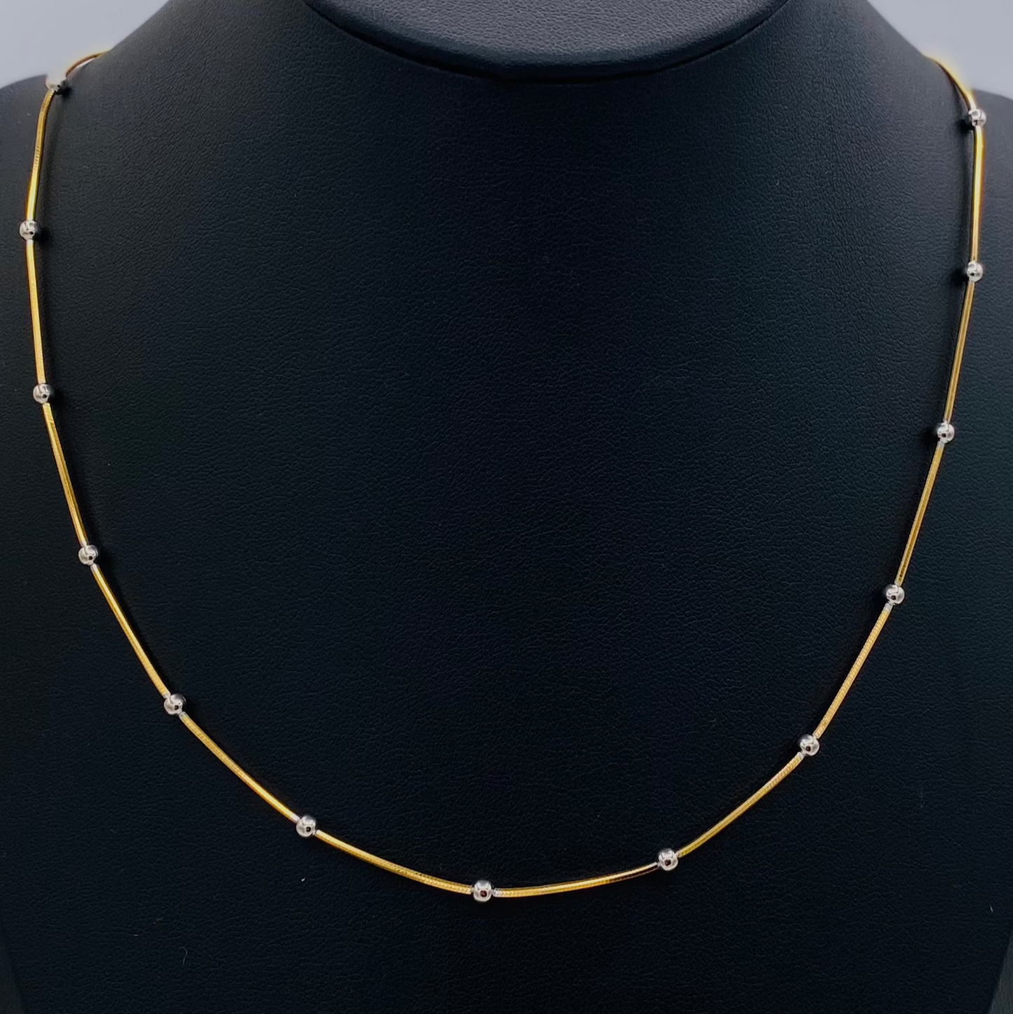 Womens Beaded Silver Chain with Gold Polish and Silver Beads WCG06
