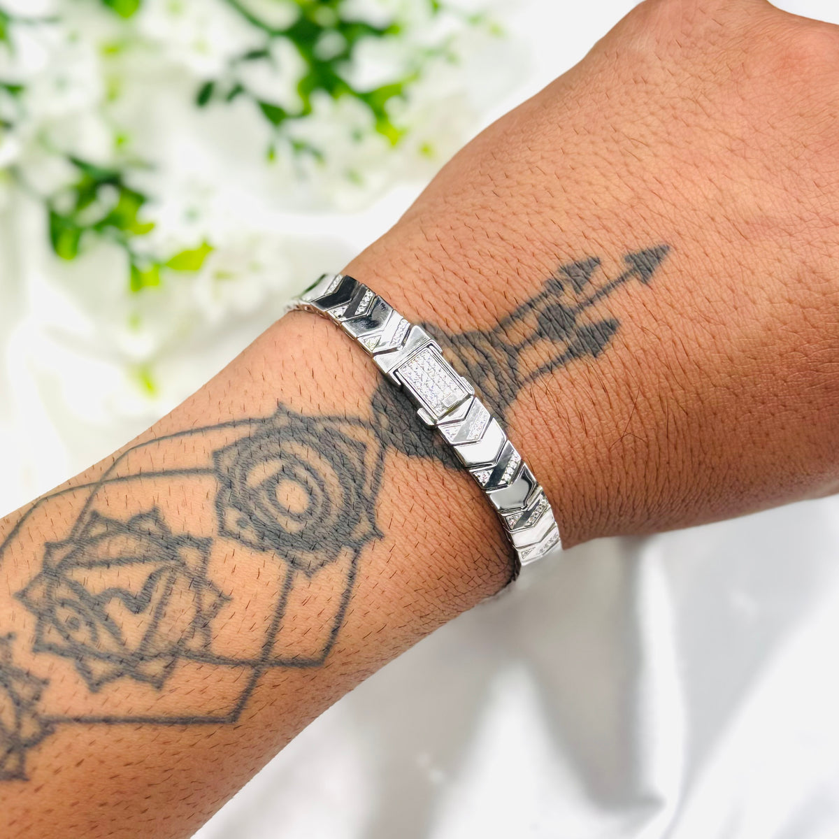 Herrenarmband aus 925er Silber mit Steinen MBI28