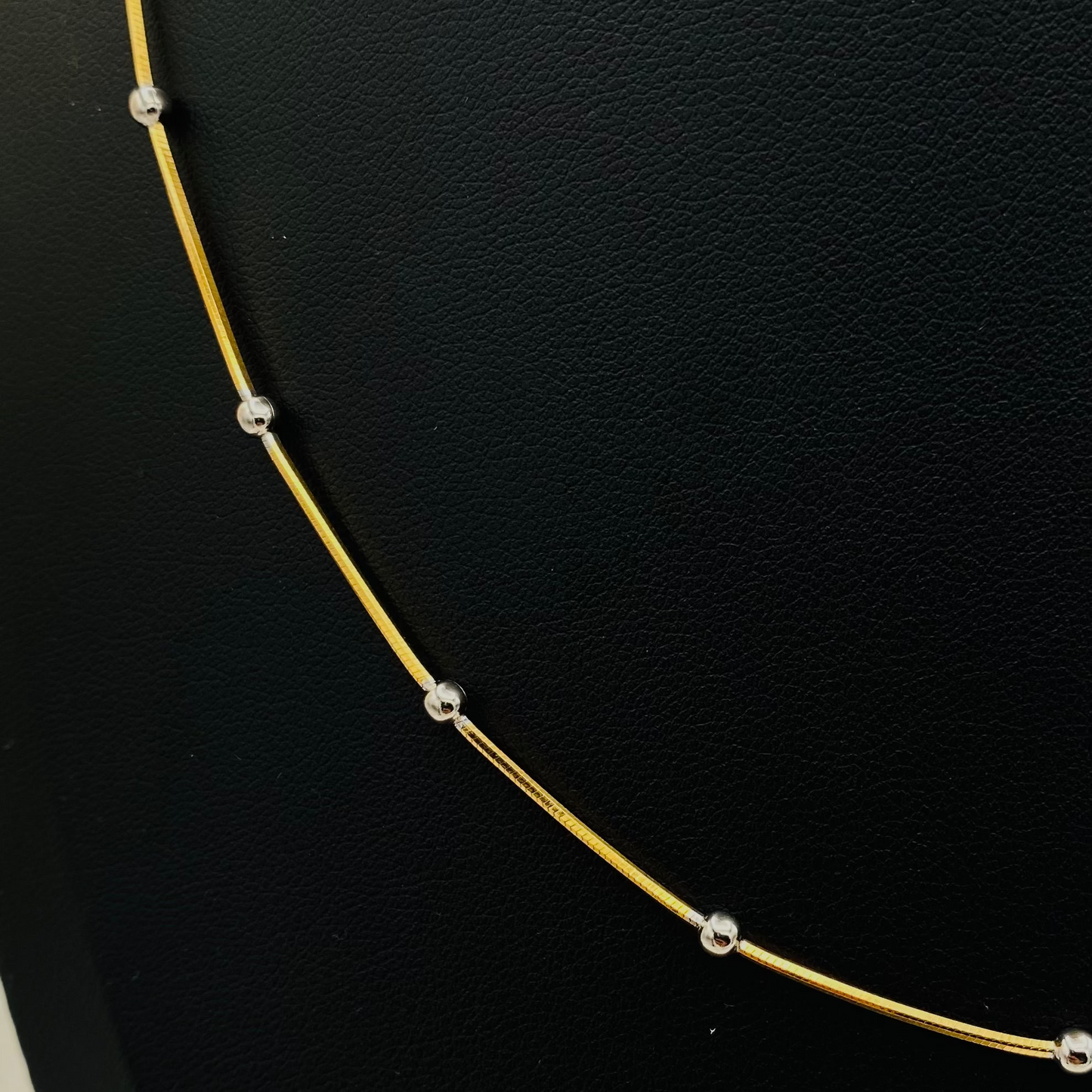 Womens Beaded Silver Chain with Gold Polish and Silver Beads WCG06