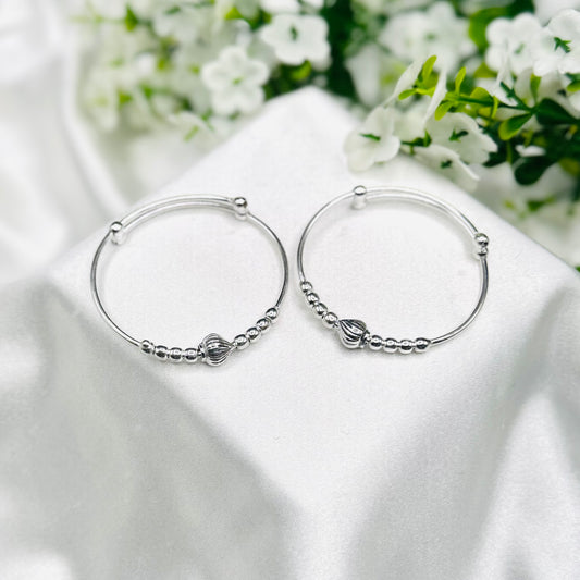 Silver Beads Kids Adjustable Bangle 925 Silver BKS38