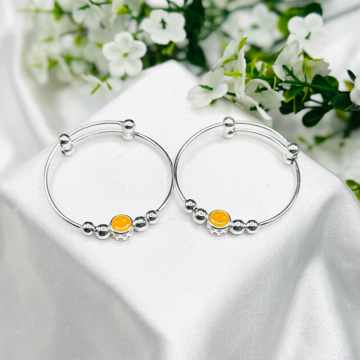 Smile Charm Kids Adjustable Bangle 925 Sterling Silver BKS30