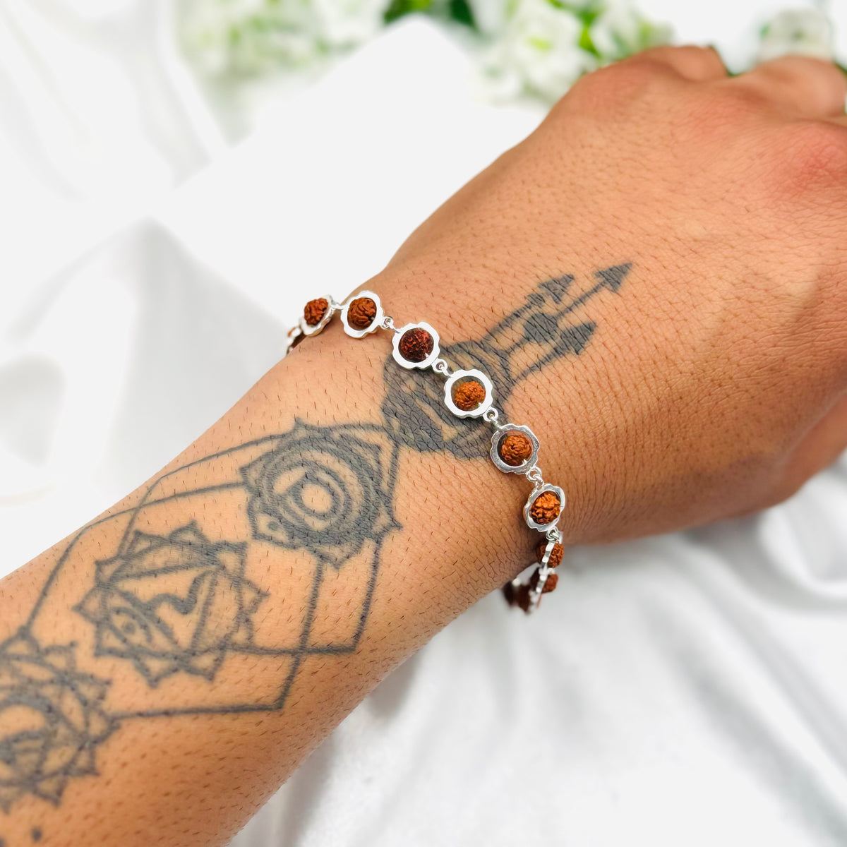 Mens Rudraksha Silver Bracelet MBP48