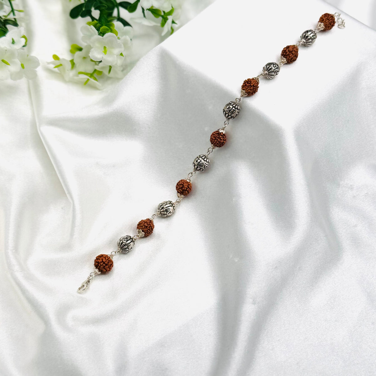 Mens Rudraksha Silver Bracelet MBP47
