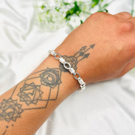 Herrenarmband Oval Belcher aus 925er Silber MBP54