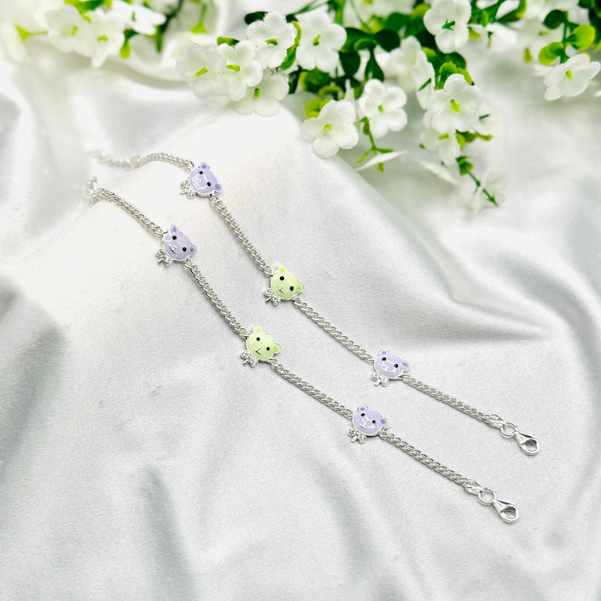 Baby 925 Sterling silver Doll charms Anklet BAI07