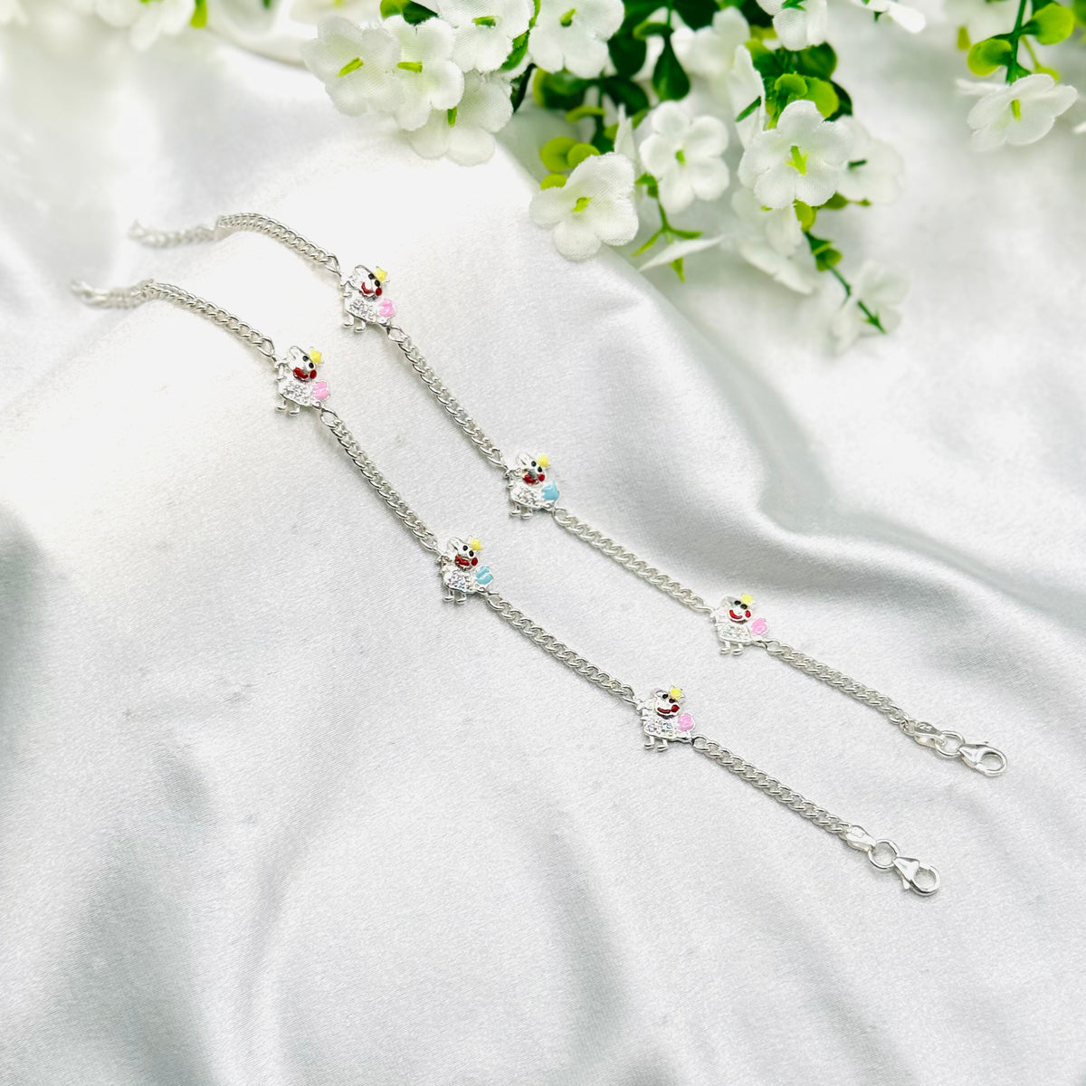 Baby 925 Sterling silver Unicorn charms Anklet BAI11