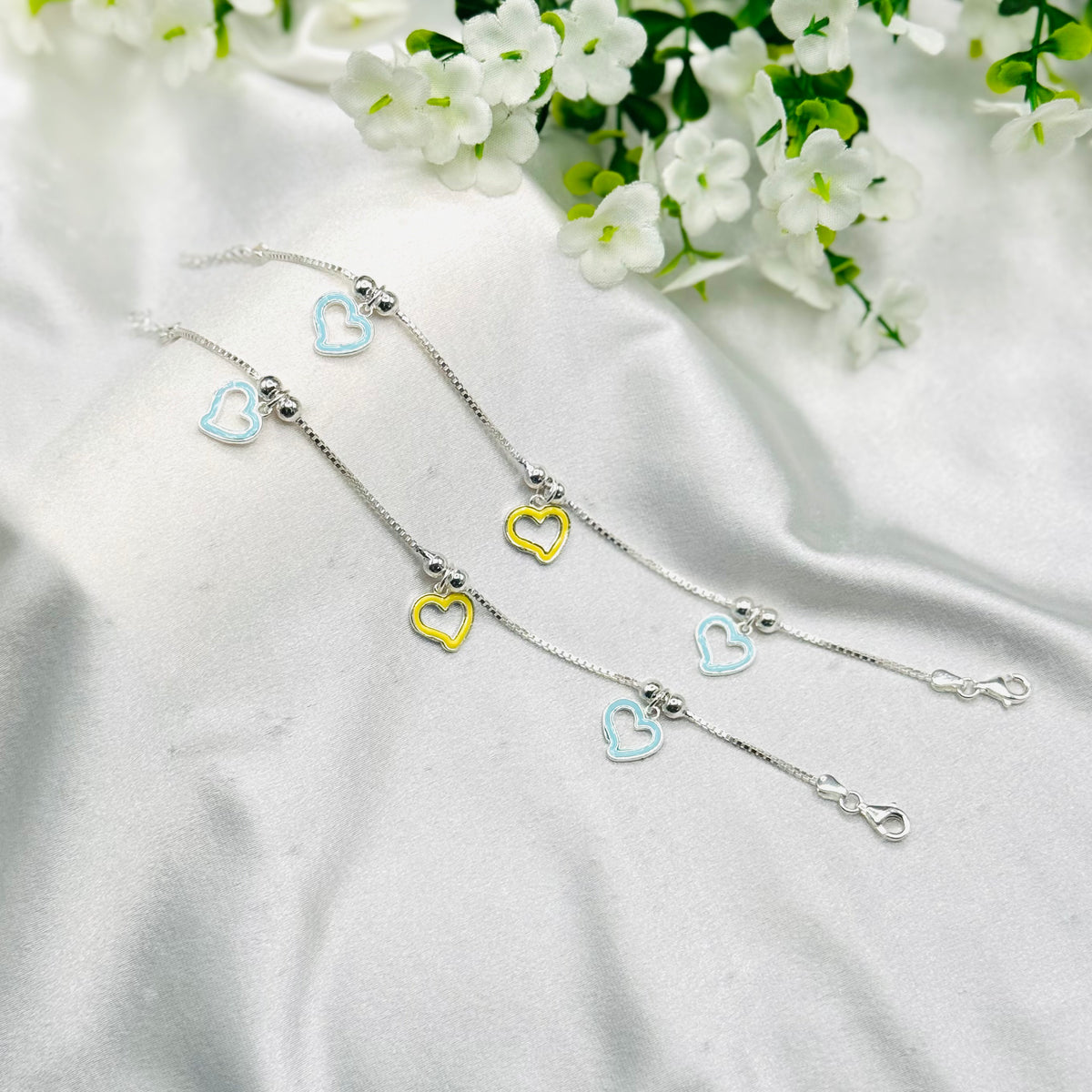Baby 925 Sterling silver Heart charms Anklet BAI10