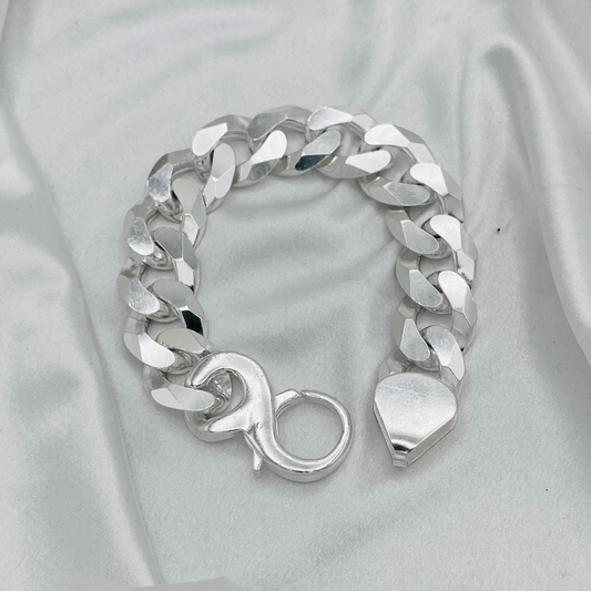 Mens Bold Cuban Link Silver Bracelet MBP21