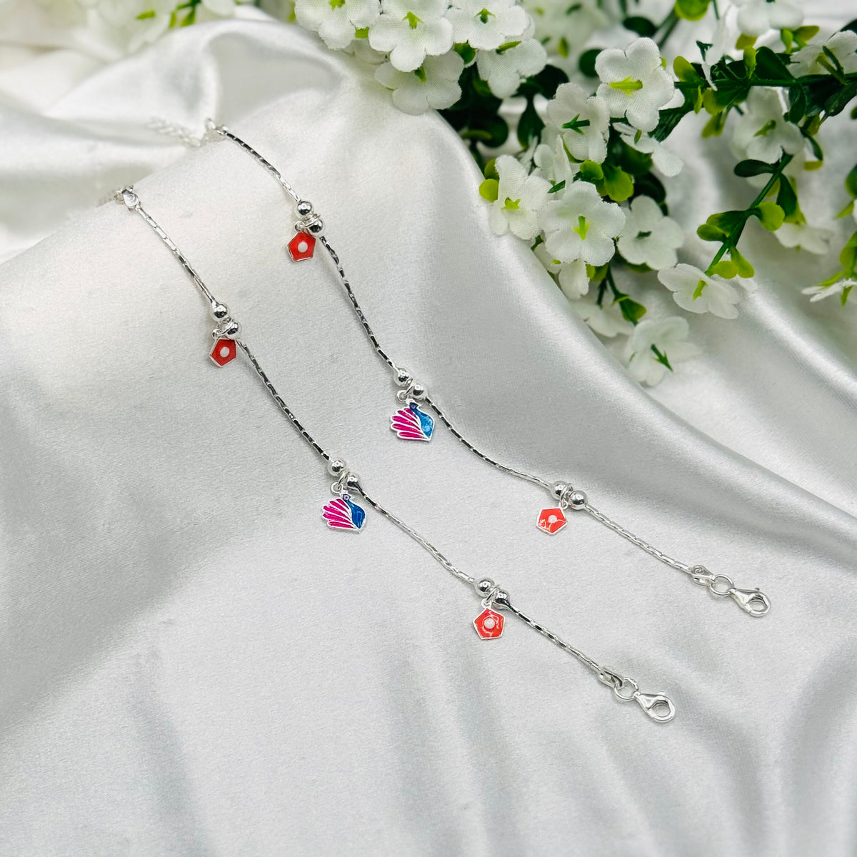 Baby 925 Sterling silver Multicolor charms Anklet BAI12