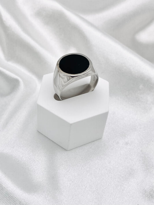 Mens Round Enamel Ring MRB01