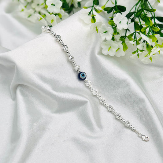 Women Beaded Evil Eye 925 Silver Bracelet WBI42