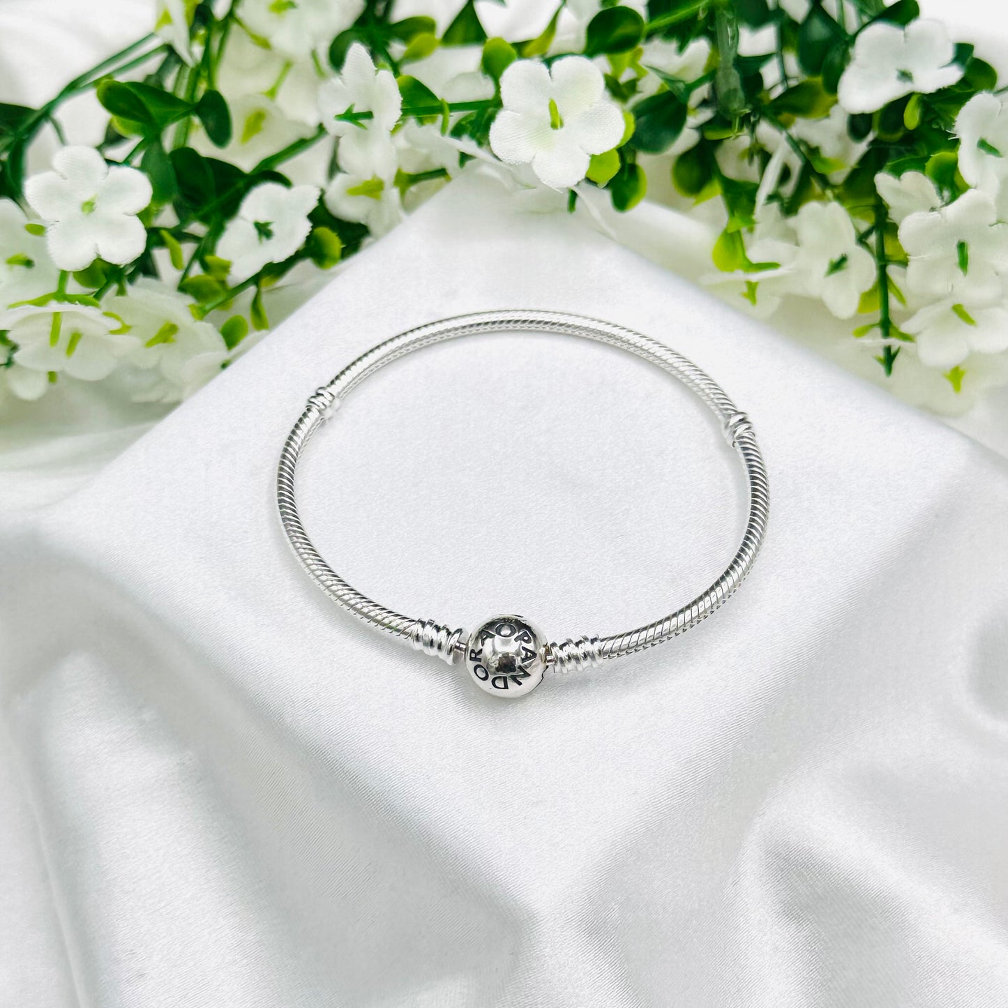 Pandora Ball Charm Snake Chain 925 Sterling Silver Bracelet PDB04