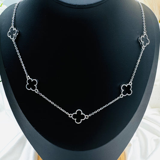 Van Cleef Black 5 Clover Women Necklace WNV14