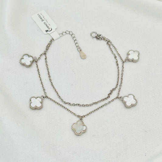 Women Vancleef white clover stack bracelet WBV11