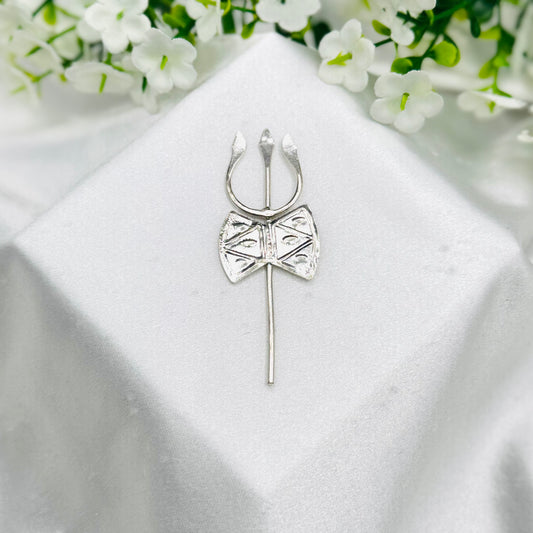 Pure Silver Shiva Trishul with Damru Pooja Item TSI15