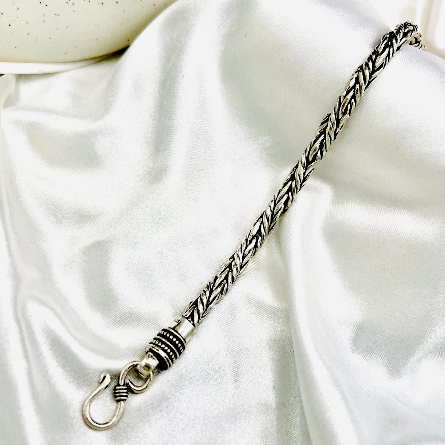 Men's Byzantine Link Oxidized 925 Silver Bracelet MBO06