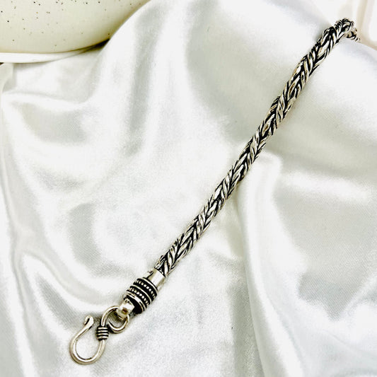 Men's Byzantine Link Oxidized 925 Silver Bracelet MBO06