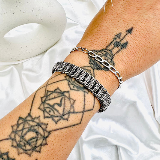 Men's Artisan Oxidized 925 Silver Bracelet –Vintage Retro Style MBO02