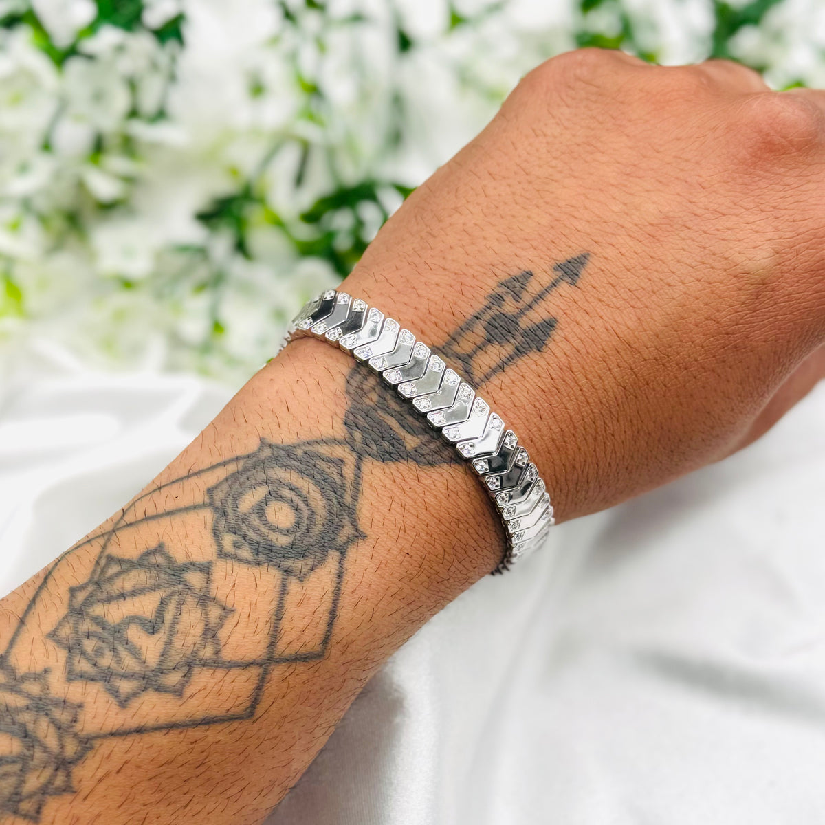 Herrenarmband aus Silber mit Steinen MBI17