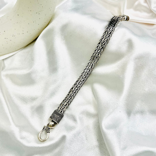 Men's John Hardy Flat Oxidized 925 Silver Bracelet MBO11