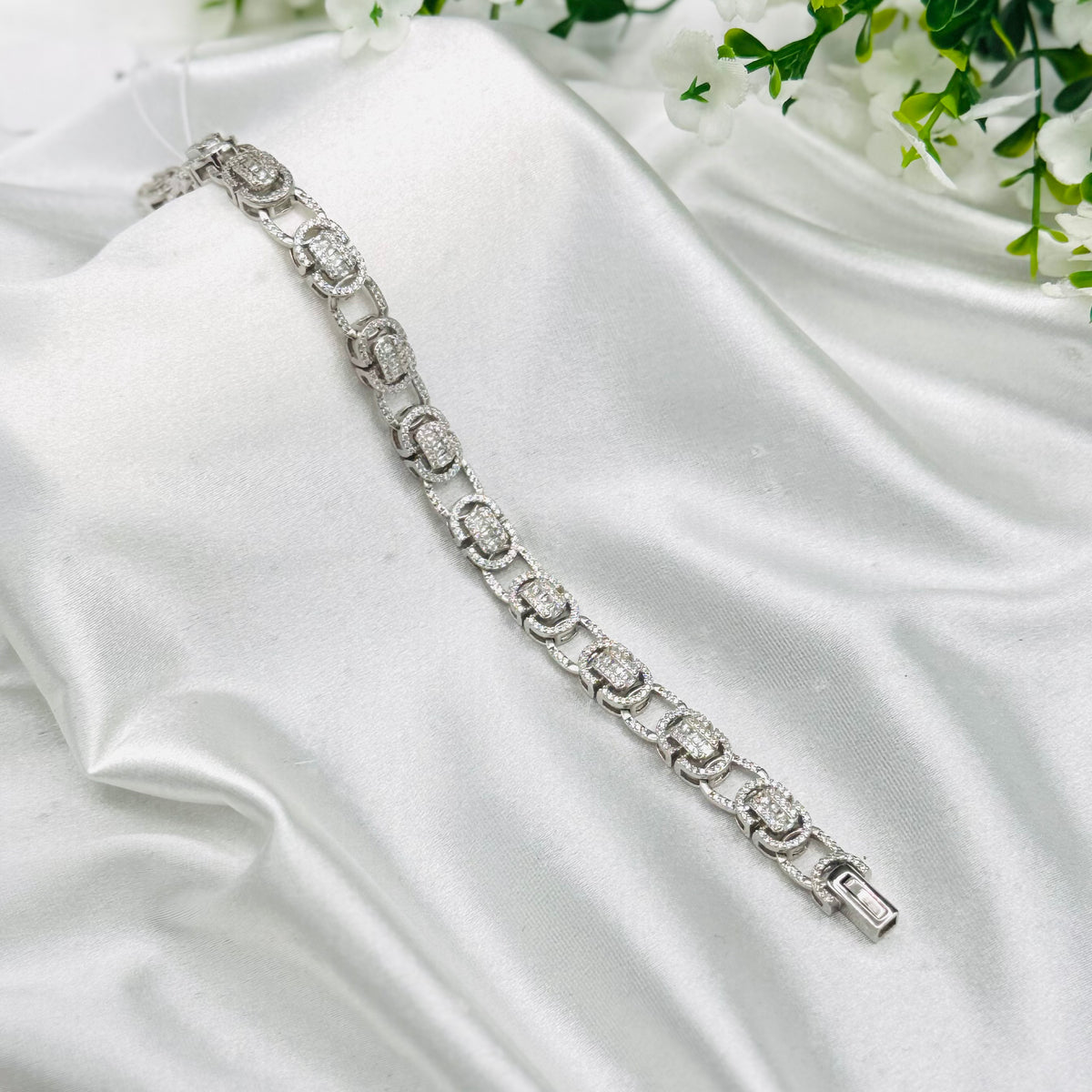 Mens Silver Bracelet with Stones MBI20
