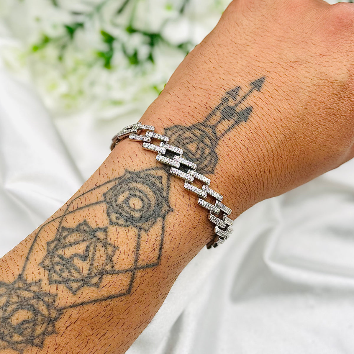 Herren-Silberarmband mit Steinen MBI26