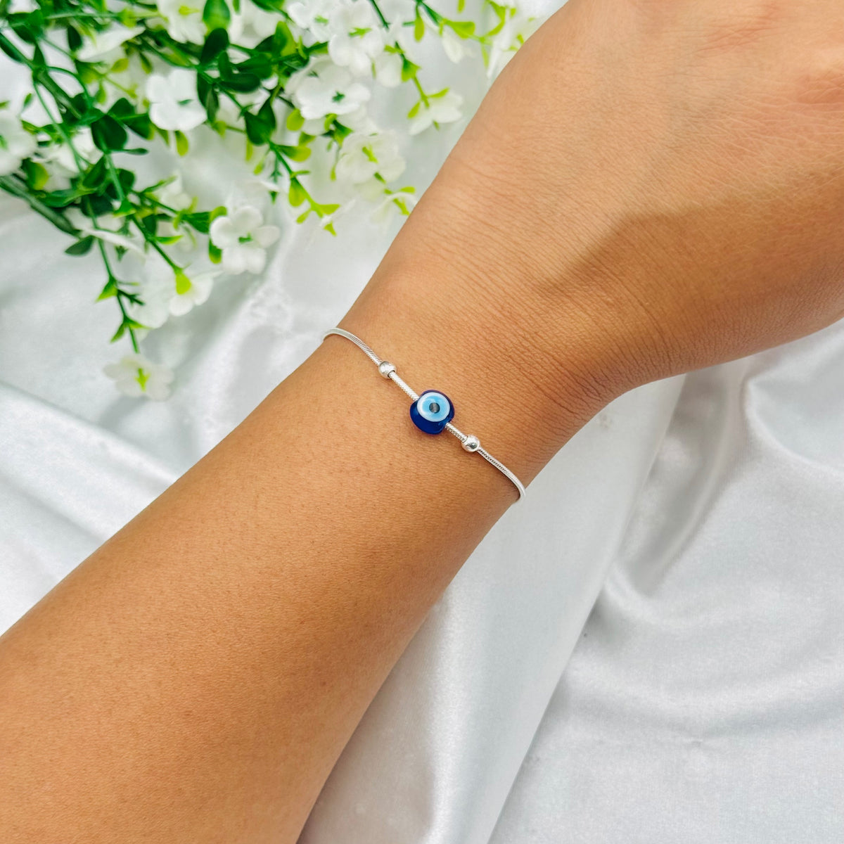 Damenarmband mit bösem Blick, 925er Silberkette, WBI44