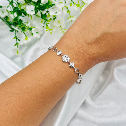 Women Infinity & Heart 925 Silver Chain Bracelet WBI45