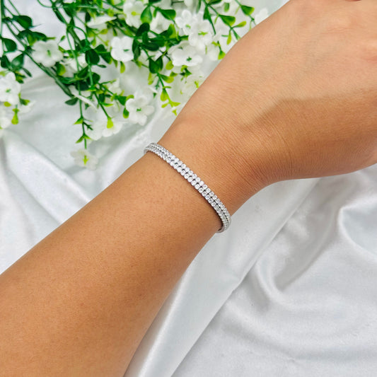 Women Double Layered Adjustable Tennis Bracelet With 925 Silver In Canada WBT04