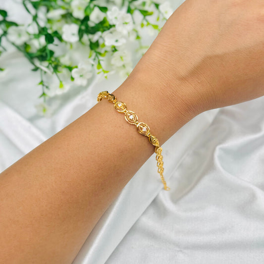 925 Silver Gold Plated Chain Bracelet WBI53