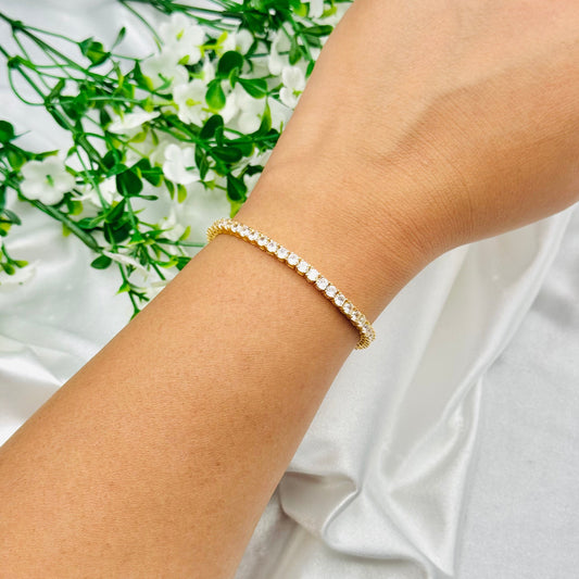 Women Gold Plated Tennis Bracelet With American Diamonds in  Silver In Canada WBT01