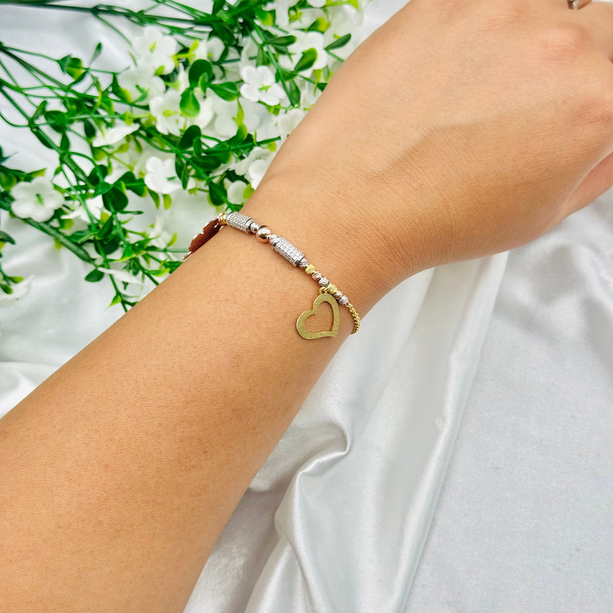 Women Tri-color Gold Plated Bracelet In 925 Sterling Silver WBI01