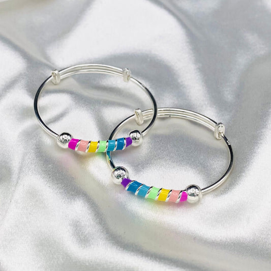 Baby Sterling Silver Adjustable Multicolor Bracelet For Girls BKS08