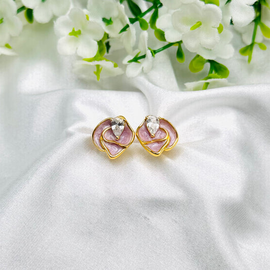Women Floral Enamel Earrings with 22k Gold Plating WGE15