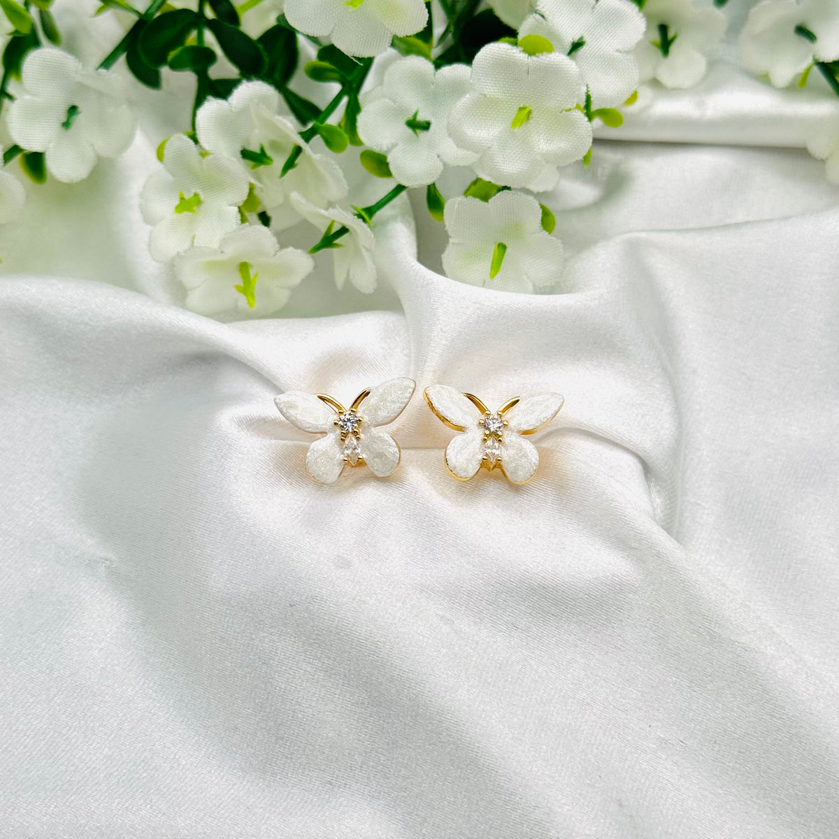 Women Butterfly Enamel Earrings with 22k Gold Plating WGE09