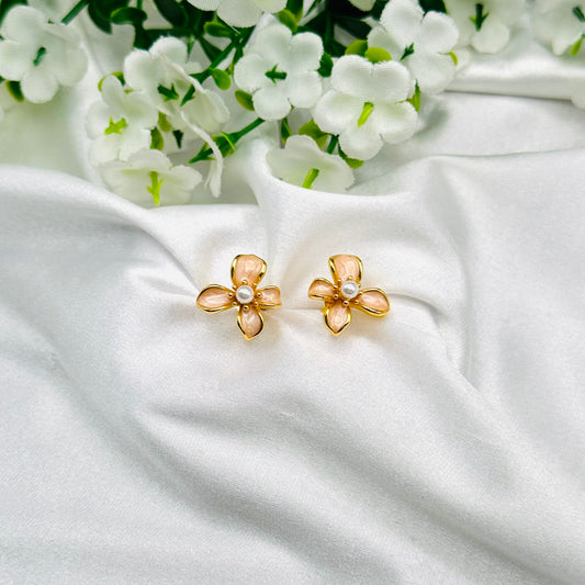 Women Floral Enamel Earrings with 22k Gold Plating WGE06