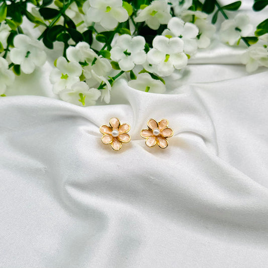 Women Floral Enamel Earrings with 22k Gold Plating WGE05