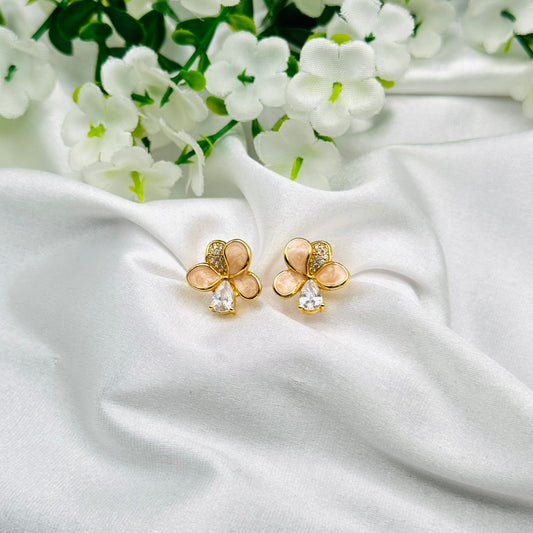 Women Floral Enamel Earrings with 22k Gold Plating WGE04