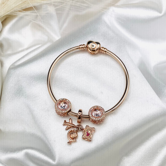Pandora Moments Heart Rosegold Bangle 925 Sterling Silver Bracelet PDB13