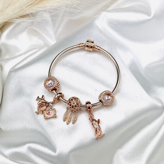 Pandora Moments Barrel Clasp Rosegold Bangle 925 Sterling Silver Bracelet PDB12