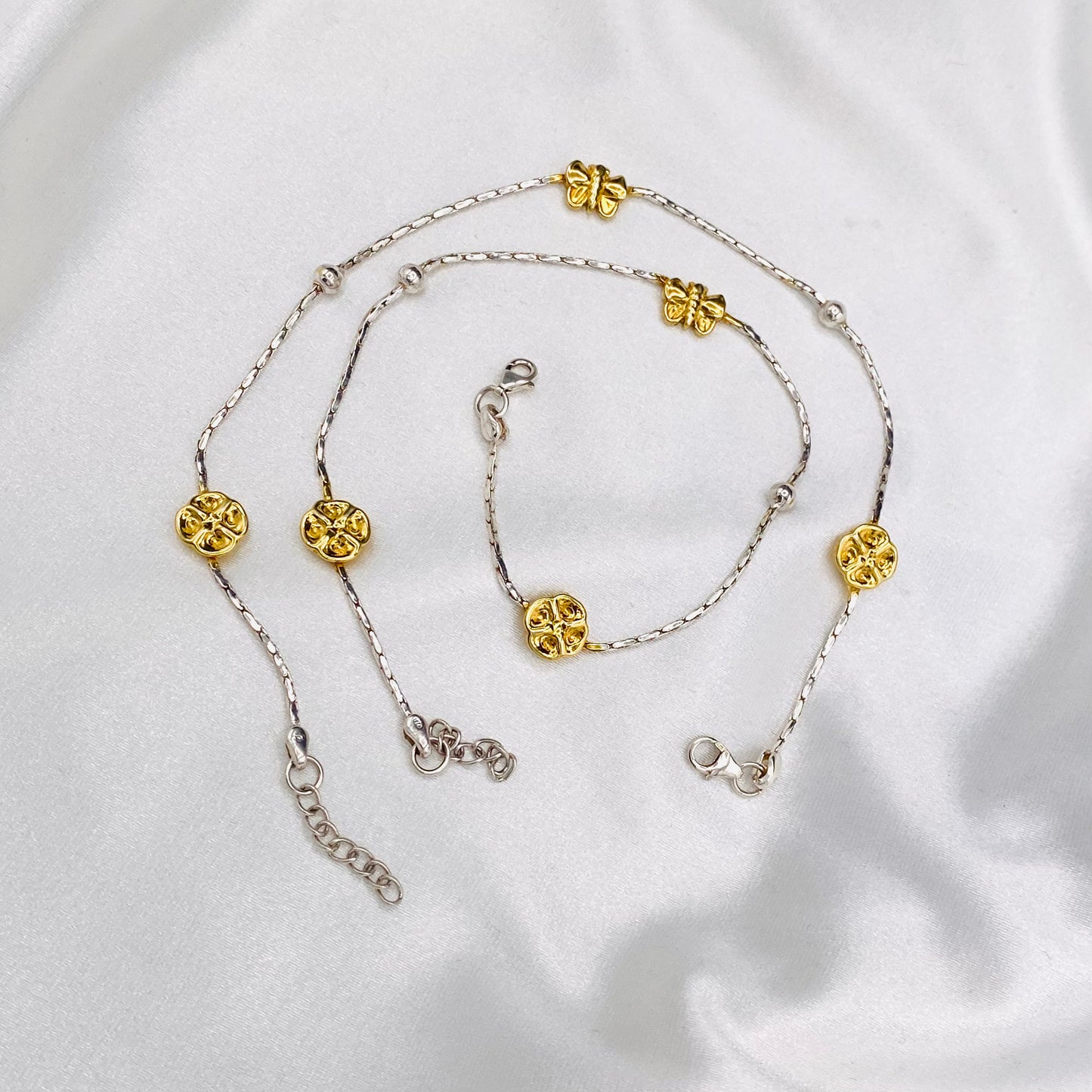 Women Golden Butterfly 925 Sterling Silver Anklet WAS03
