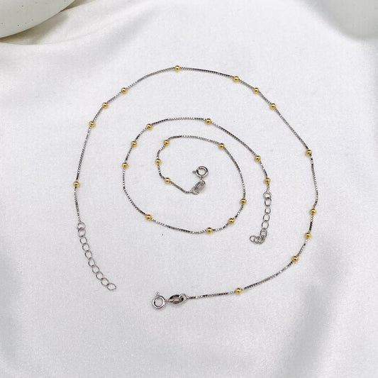 Women Gold Beaded 925 Sterling Silver Anklet WAS02