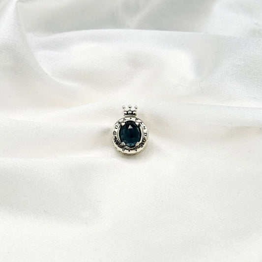 Pandora Blue Sparkling Crown O 925 Sterling Silver Charm PDC133