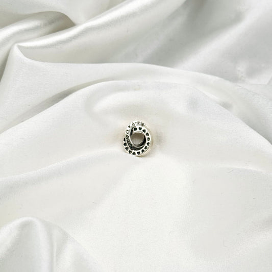 Pandora Logo & Heart Bands Spacer Sterling Silver Charm PDC142