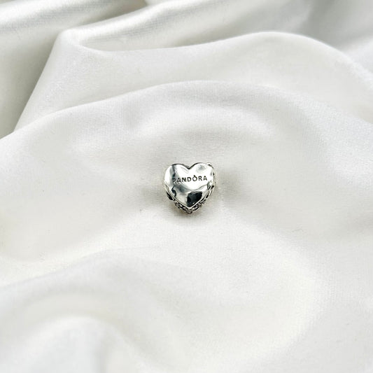 Pandora Flower & Bow Heart Charm in Sterling Silver PDC152