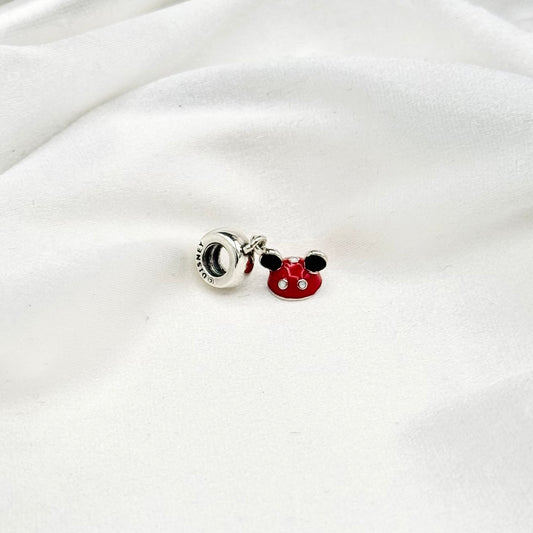 Pandora Disney Parks Minnie Mouse Ear Hat Dangle Charm in Sterling Silver PDC162