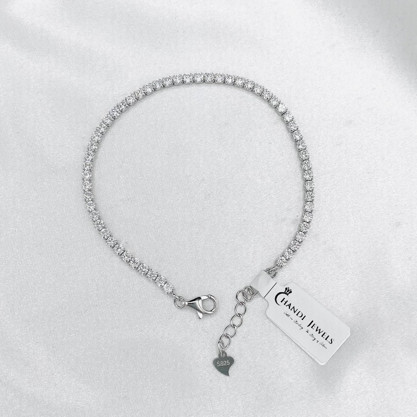 WBT13 Women Tennis Bracelet With Small Moissanites In 925 Sterling Silver